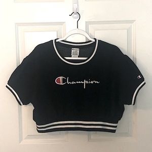 Champion Stripes Crop Fleece Top Size XL